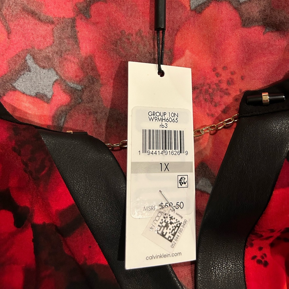 Calvin Klein Red Floral Blouse - Picture 6 of 8